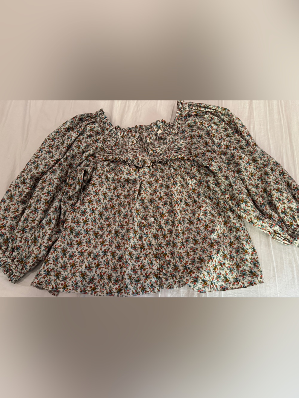 Doen Floral Smocked Peasant Top - Medium
